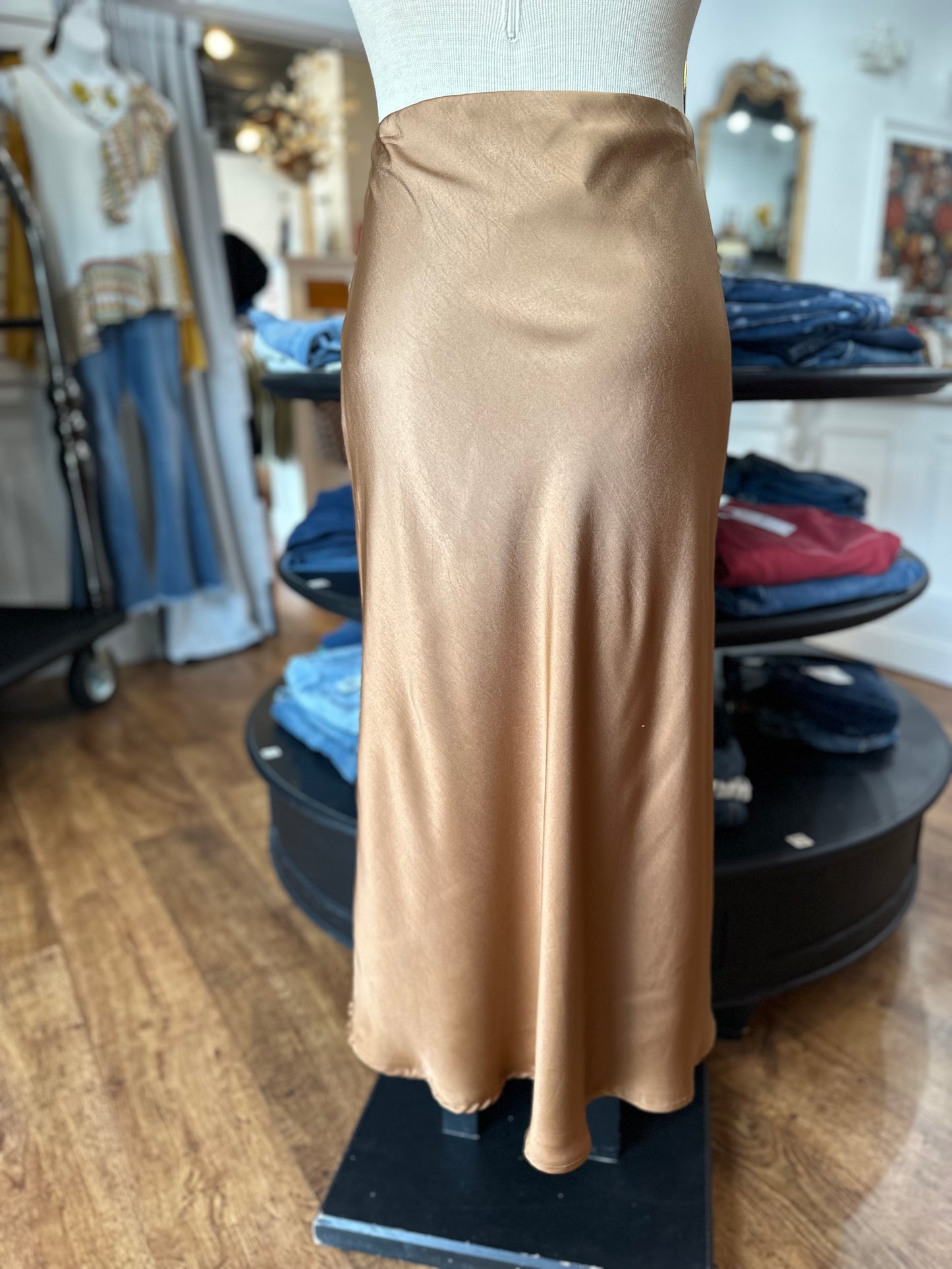 My Own Time Satin Midi Skirt