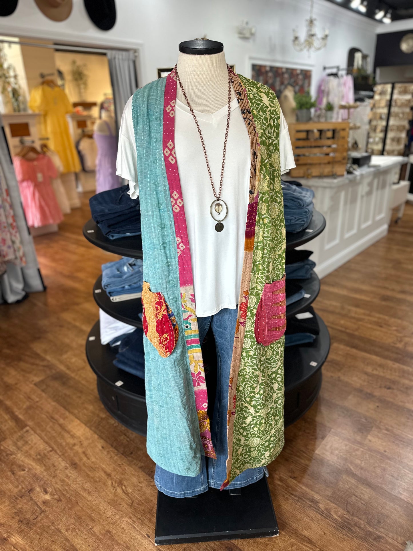 Charmed Feeling Kantha Open Front Vest