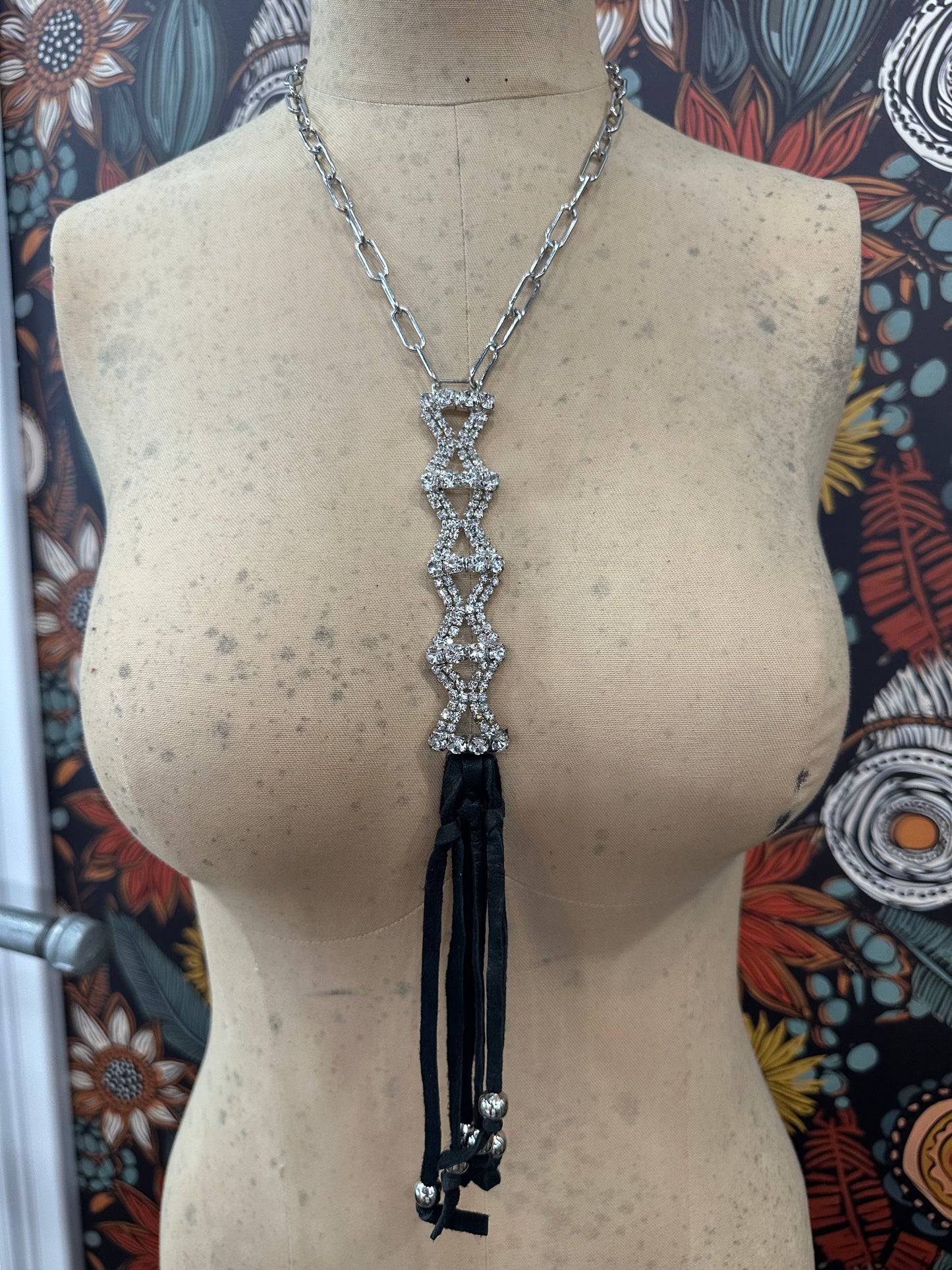 Only About You Suede And Rhinestone Necklace / Art by Amy