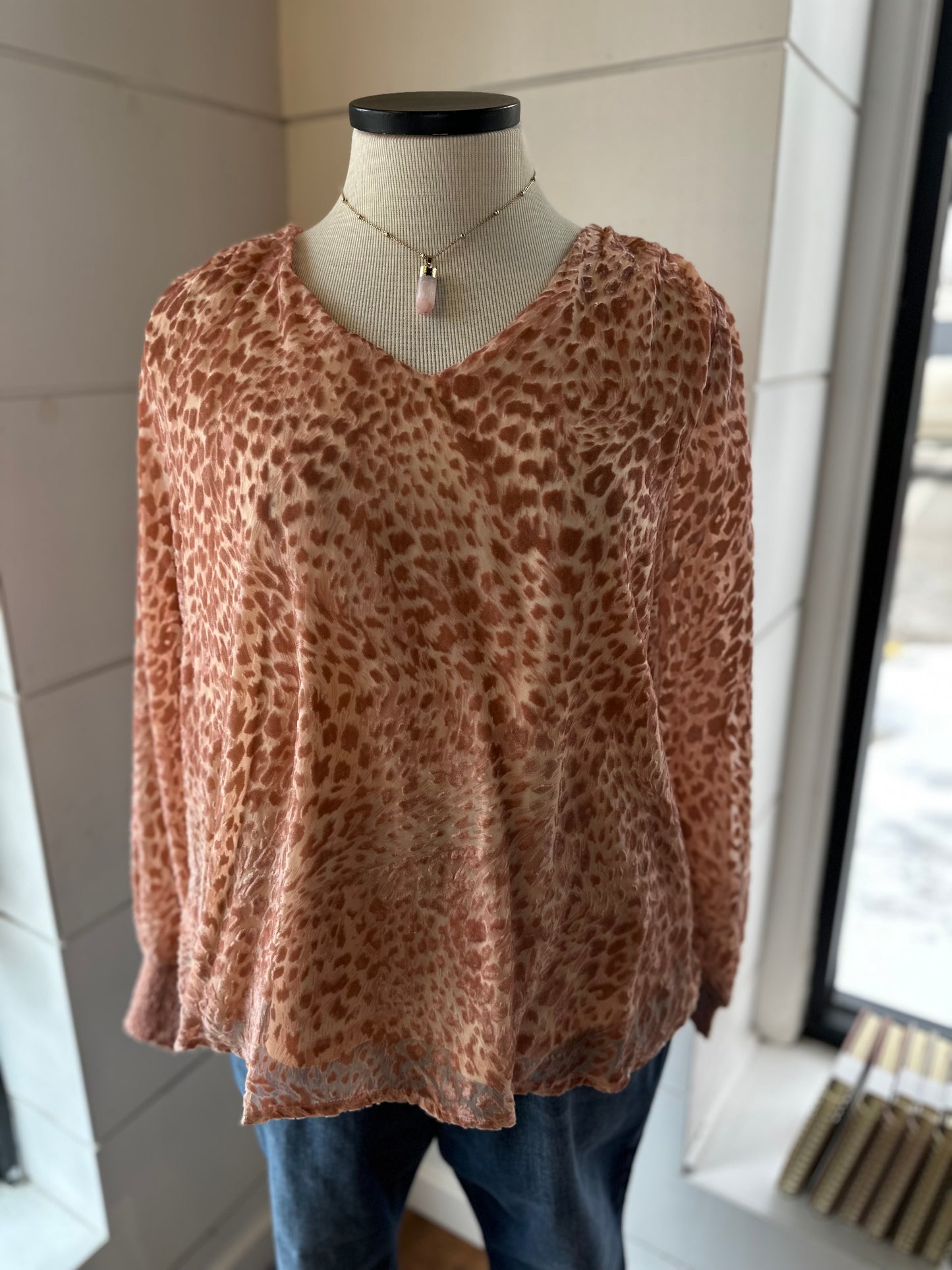 Stay True Animal Print Velvet Burnout Top