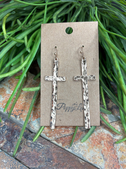 Faithfully Yours Cross Earrings - Gold