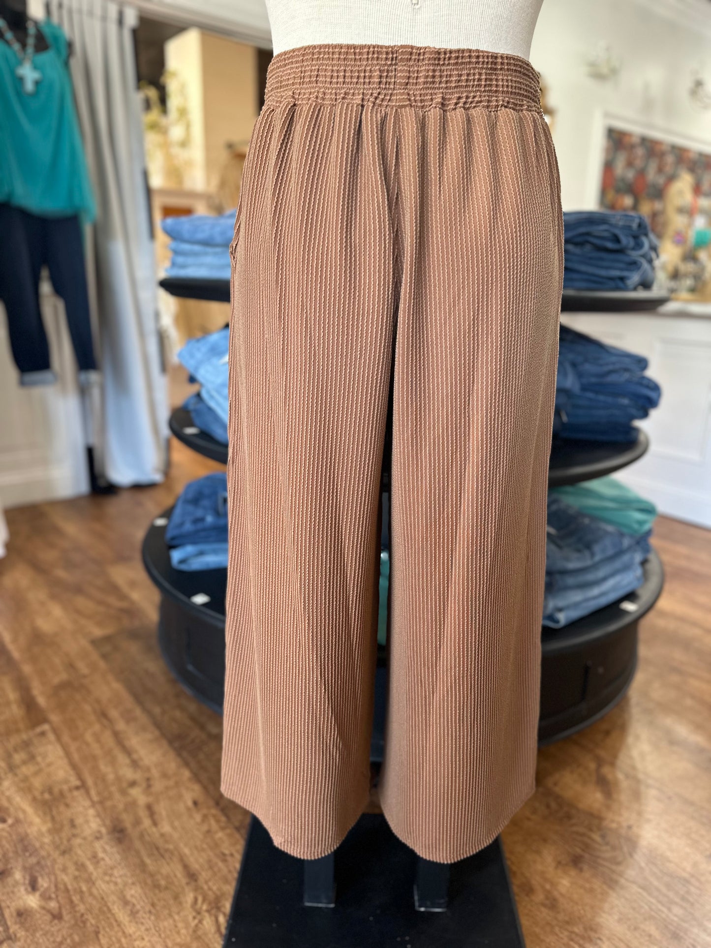 Keep Believing Textured Knit Pants ~ Brown