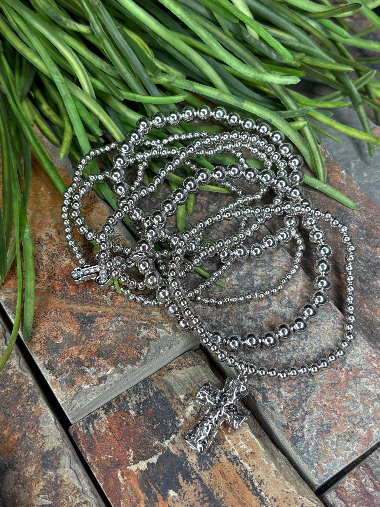 Faith Over Fear Stacked Bracelet Set