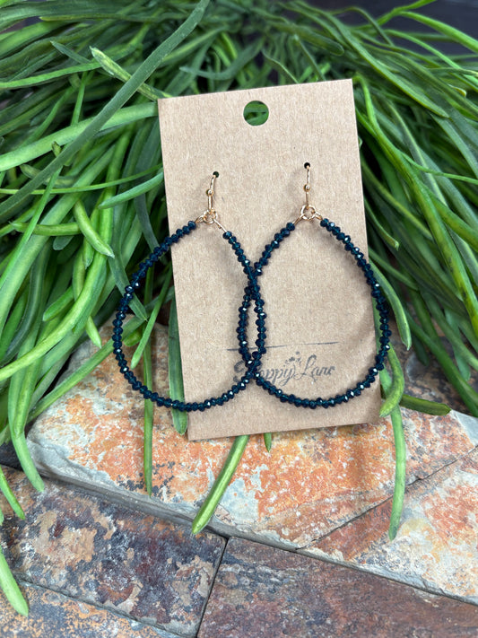 Endless Compliments Beaded Teardrop Earrings - Navy Blue