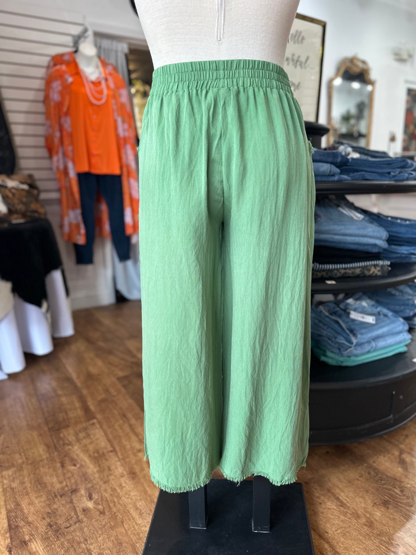 Getting Started Wide Leg Pants ~ Sage Green