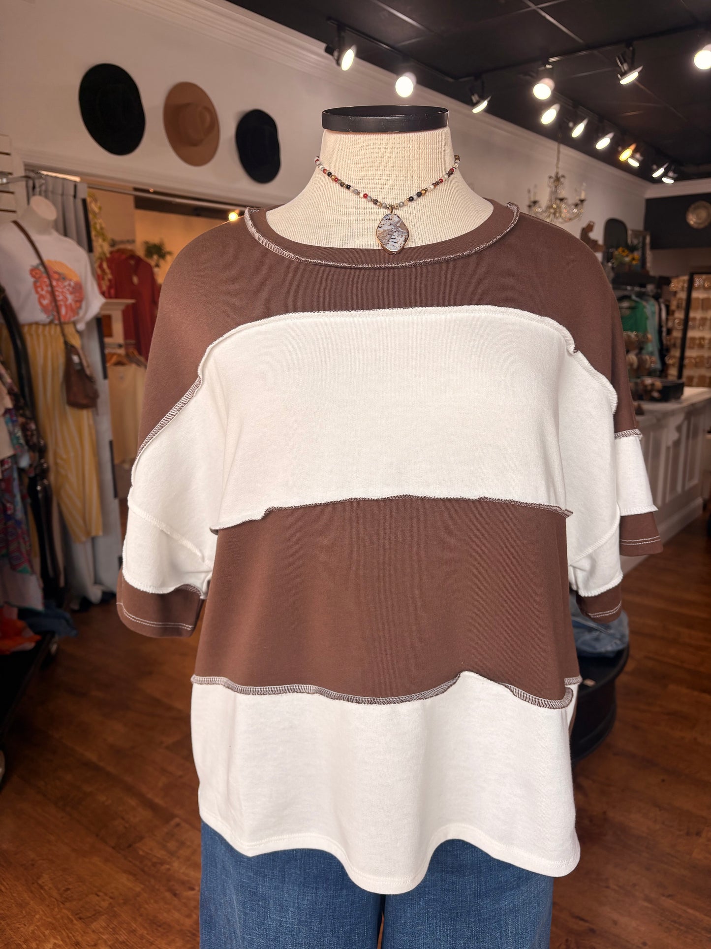 Sunday Stroll Striped Top ~ Brown