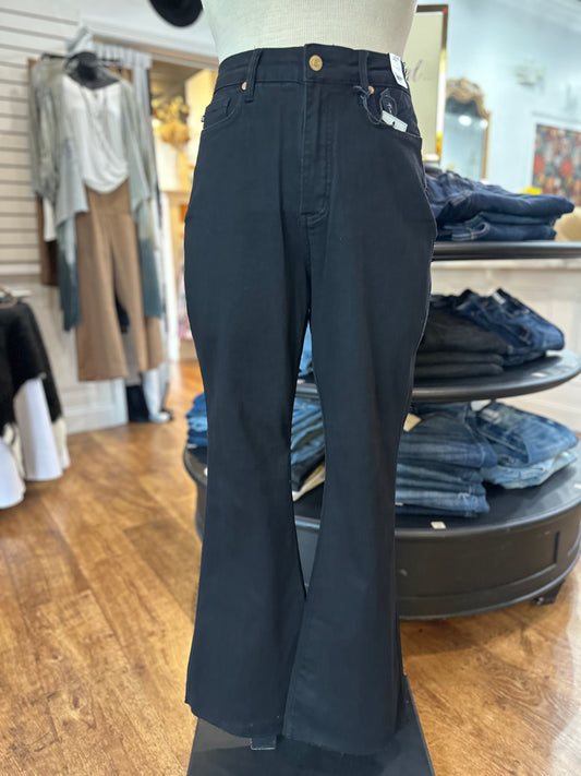 Judy Blue High Waist Tummy Control Cut Hem Flare in Black ~ EMBER