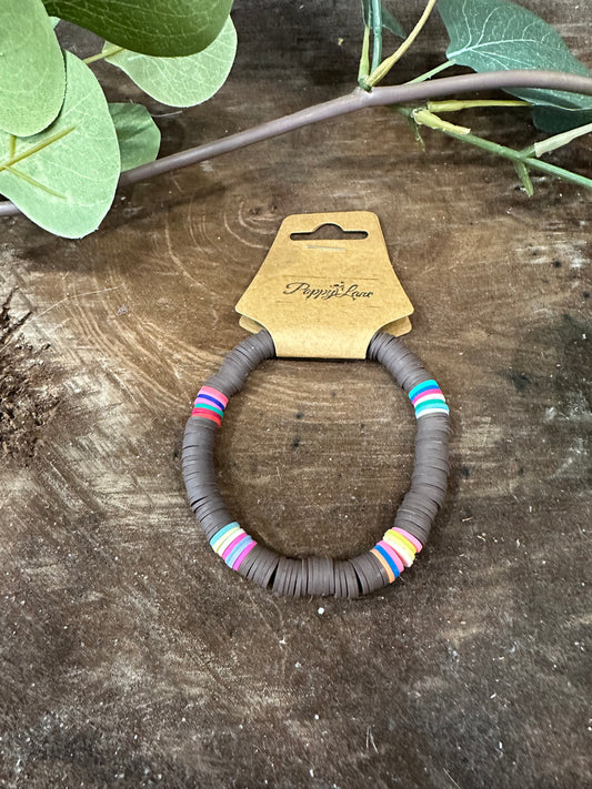 Pop Disc Bracelet ~ Chocolate Brown Multi