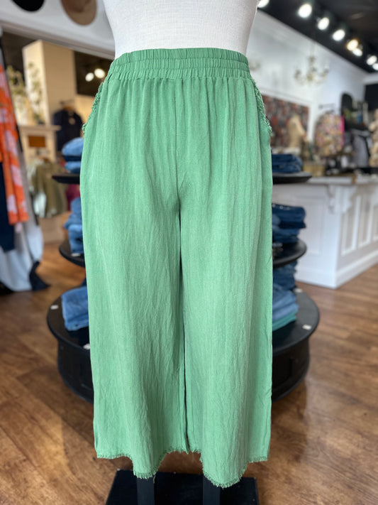 Getting Started Wide Leg Pants ~ Sage Green