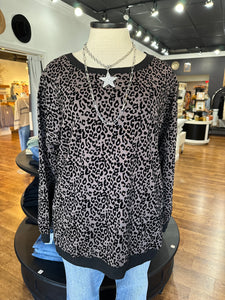 Five Stars Only Flocked Velvet Animal Print Top