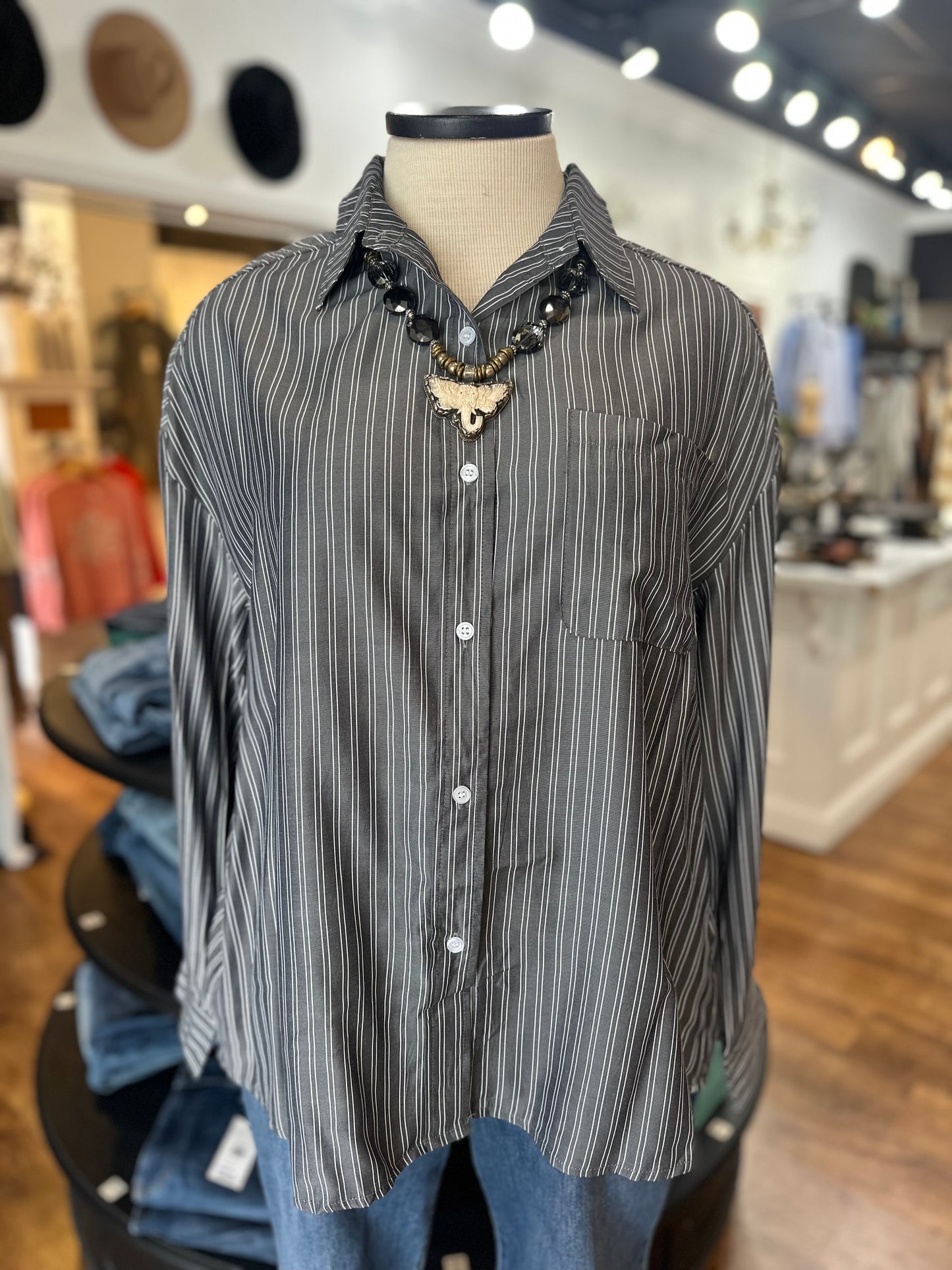 Blissful Feeling Striped Button Down Top