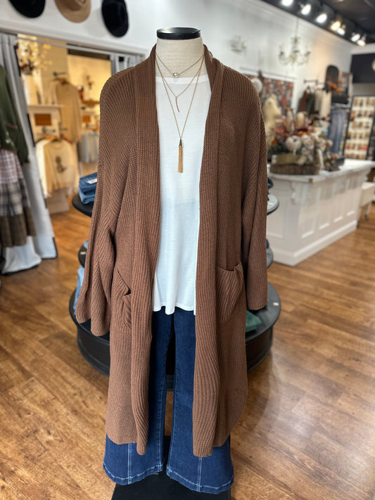 Flawless Feeling Tie Front Cardigan ~ Espresso