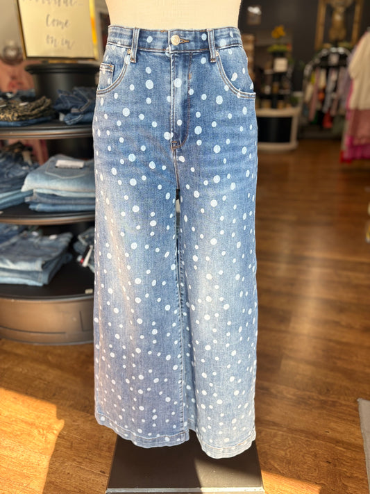 High Rise Wide Leg Dot Print Jean ~ DOTTIE