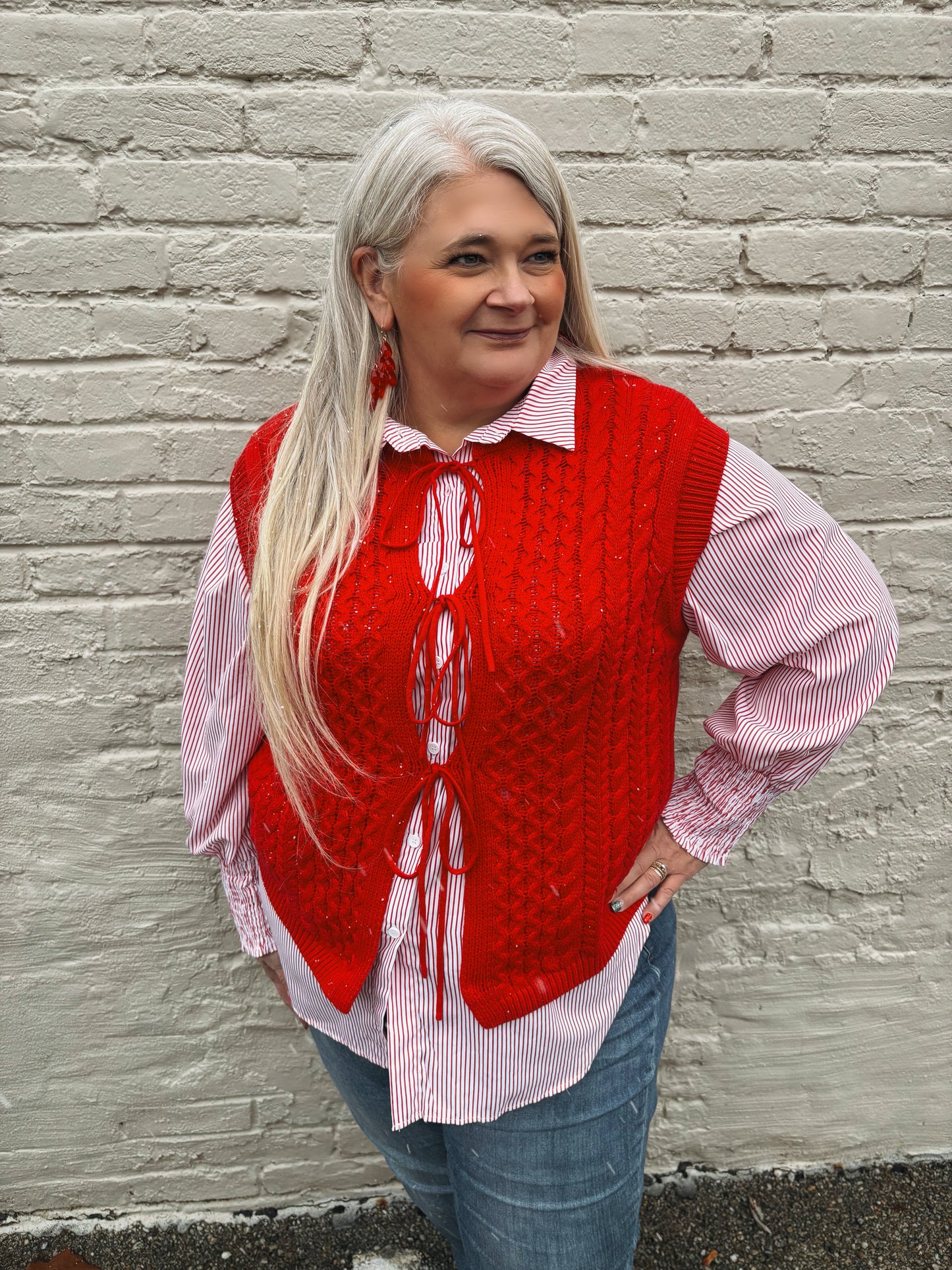 Warm Wishes Sweater Vest ~ Red