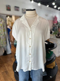 Chill Touch Button Up Top ~ Ivory