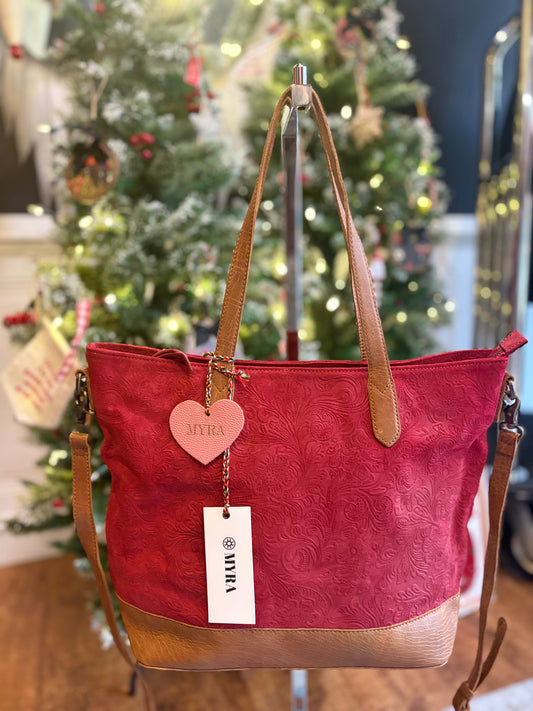 Myra Amber Dune Leather Bag in Red