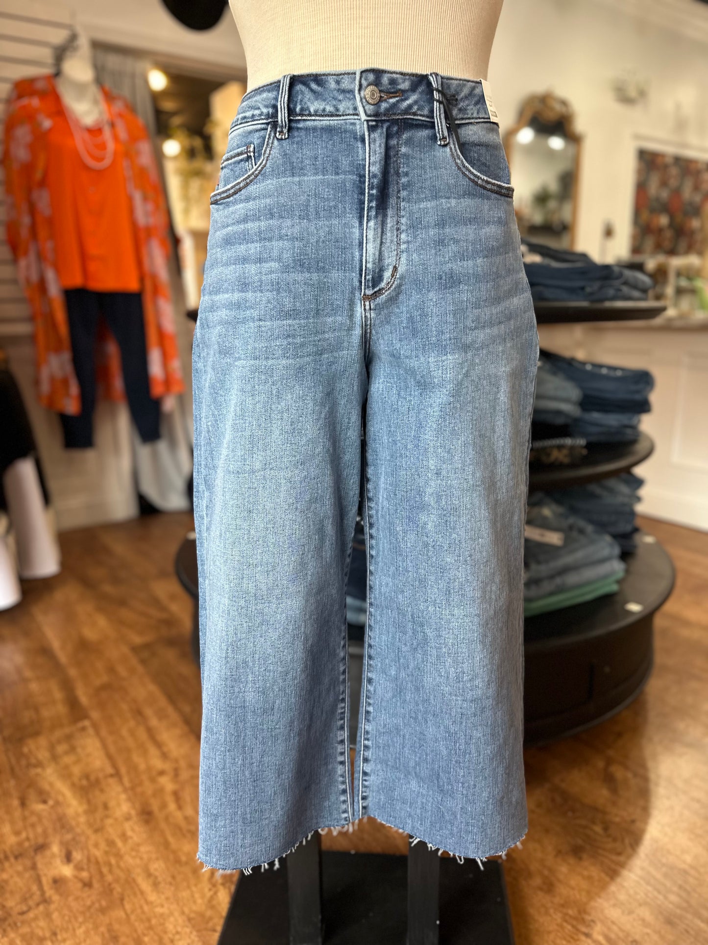 Judy Blue High Waist Wide Crop Raw Hemline ~ LUCIA