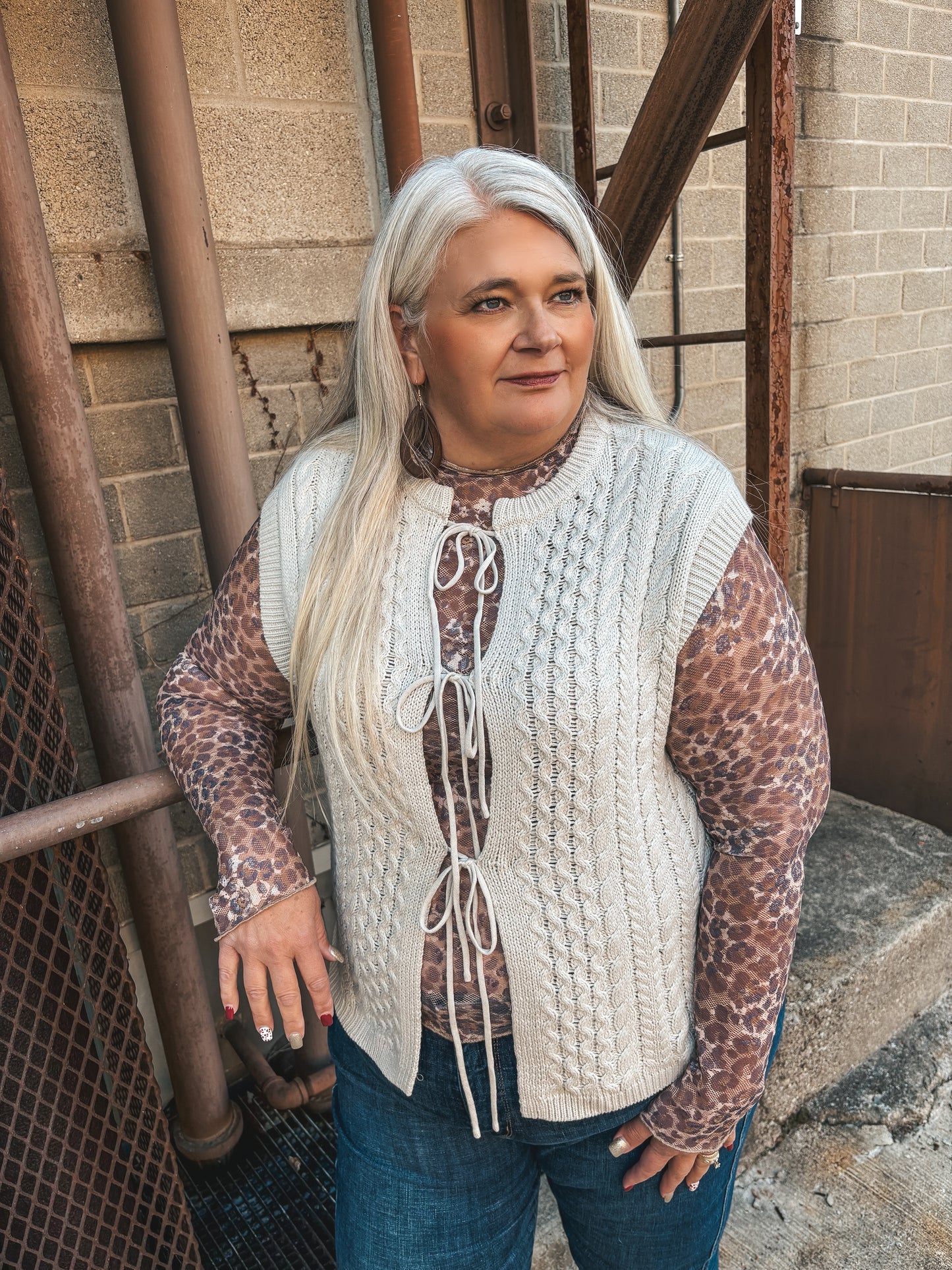 Late Night Latte Animal Print Mesh Top