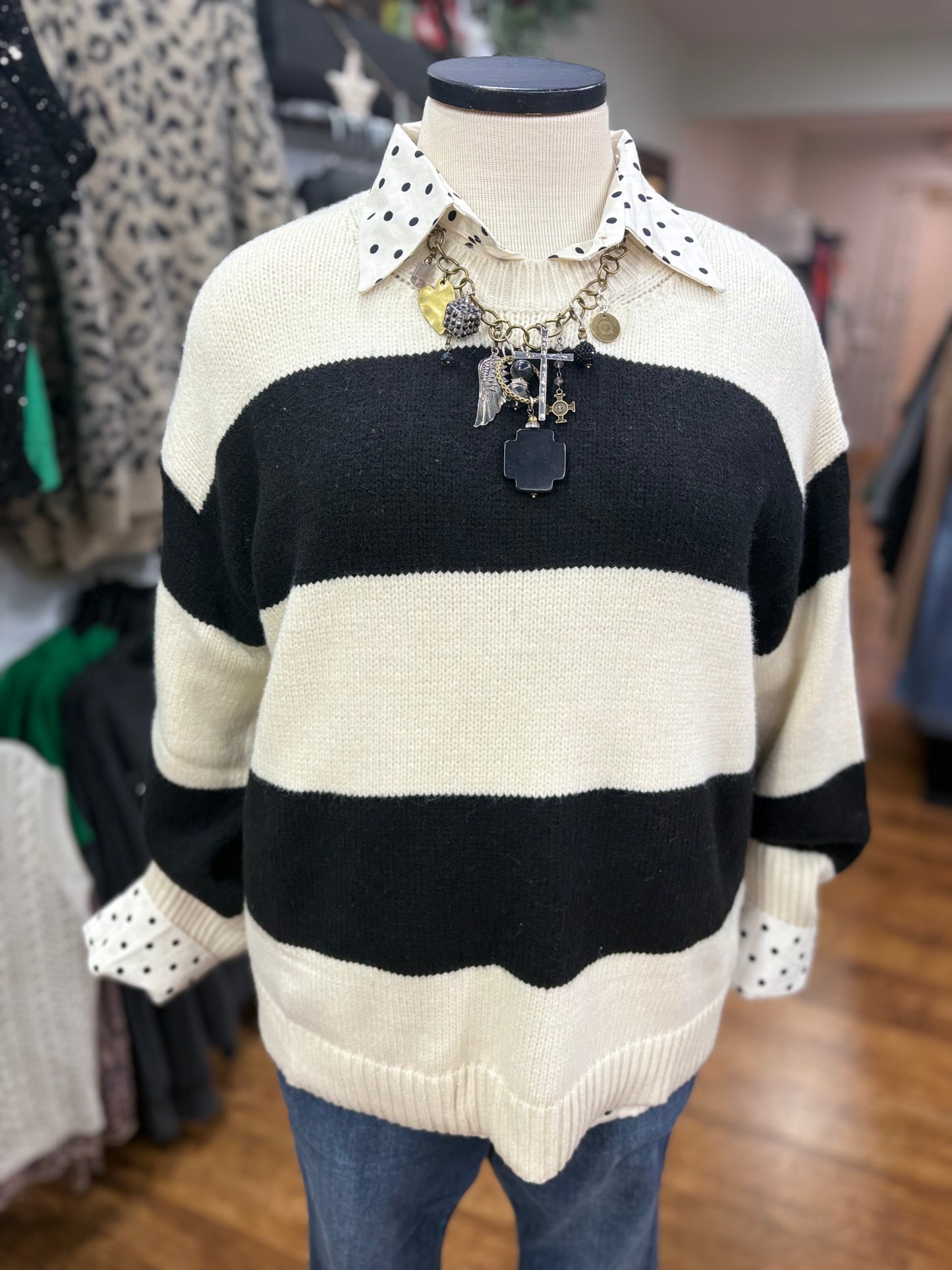 In The Middle Striped Pullover Sweater