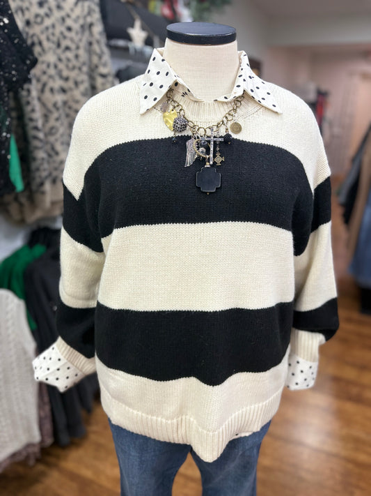 In The Middle Striped Pullover Sweater