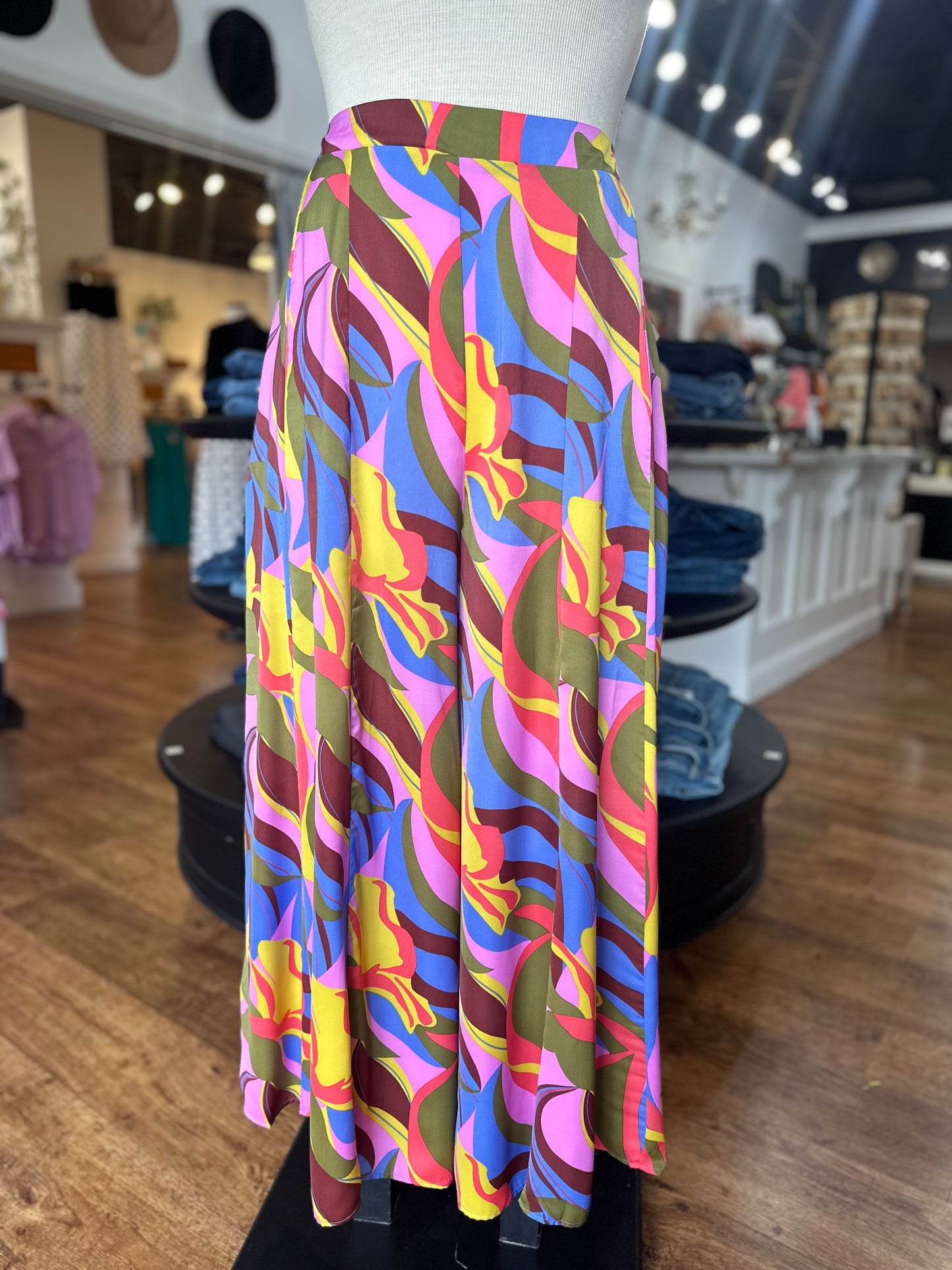 Coming To Town Abstract Print Wide Leg Pants ~ Lilac Pink