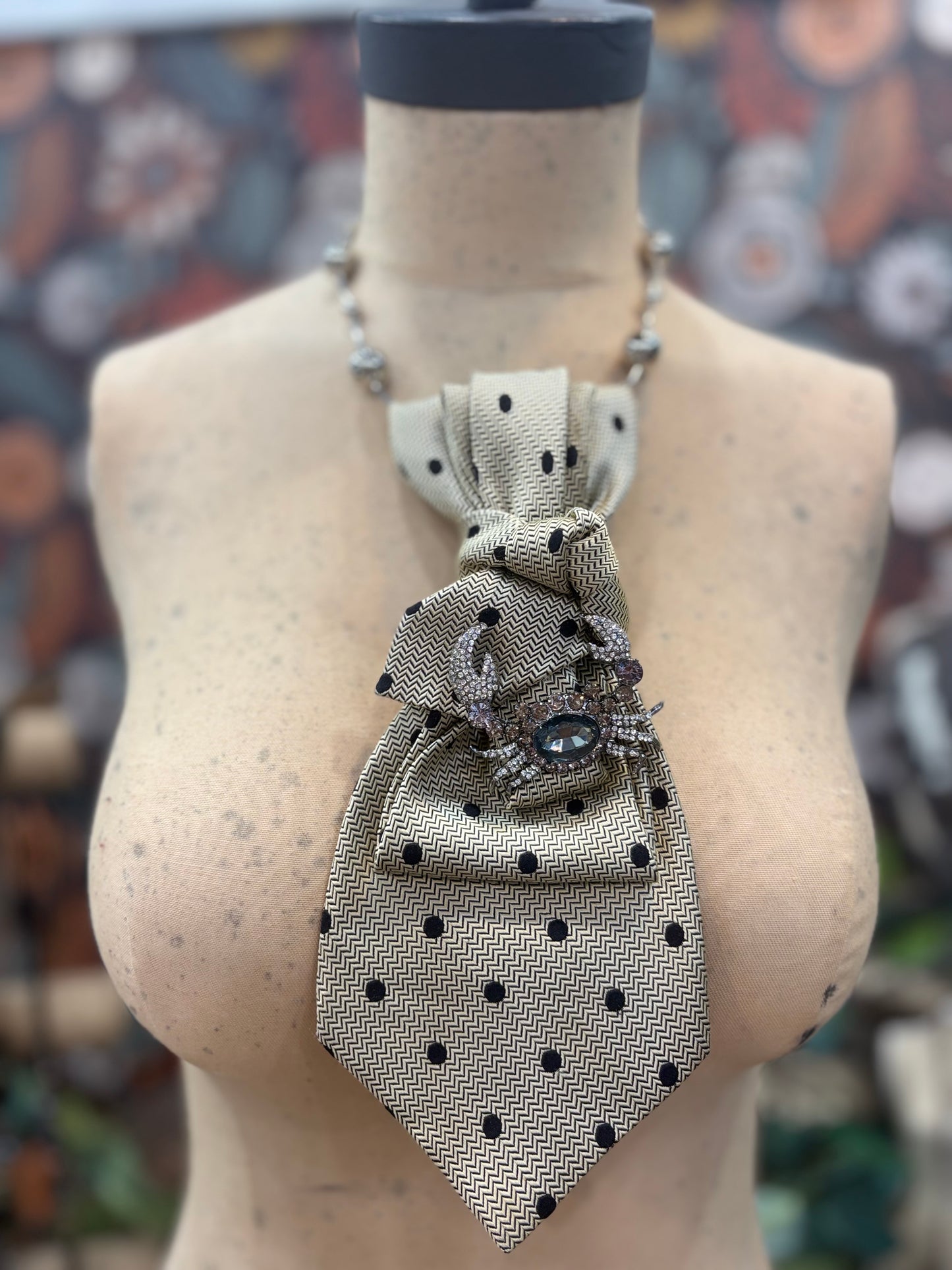 The It Girl Necktie Necklace Accessory / Black Polka Dot