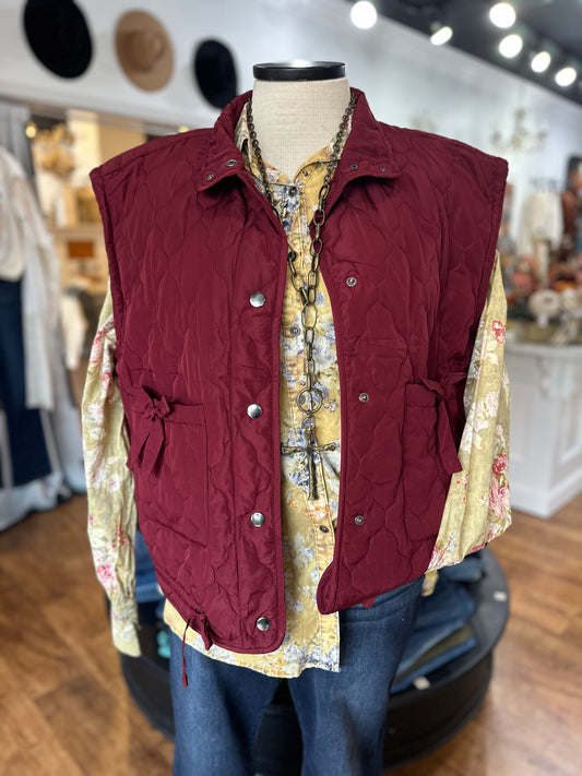 Breaking Free Quilted Vest ~ Burgundy