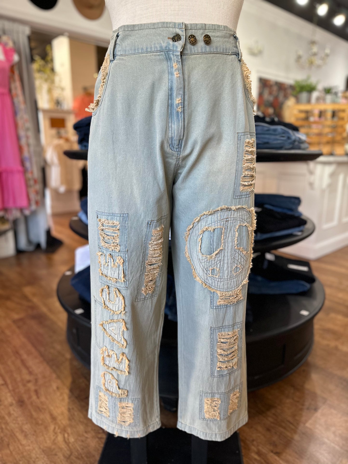 Pure Peace Distressed Denim Pants