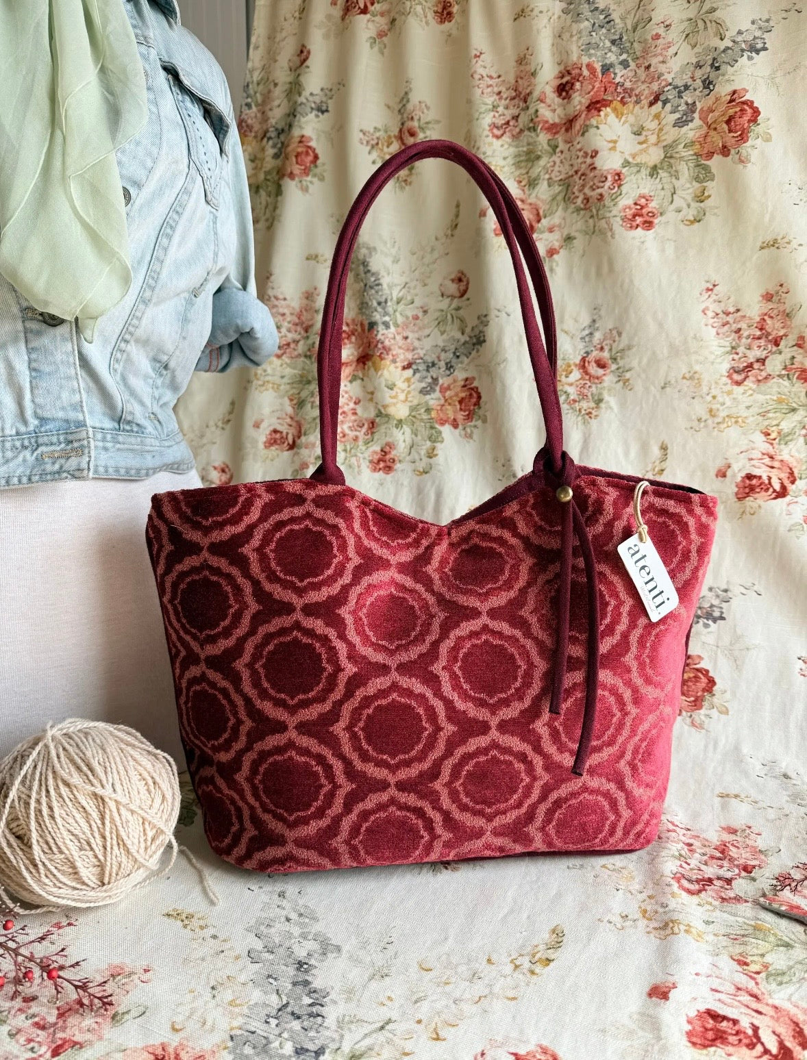 Atenti Ruby Lolita Luxurious Velvet Shoulder Bag and Pouch Set