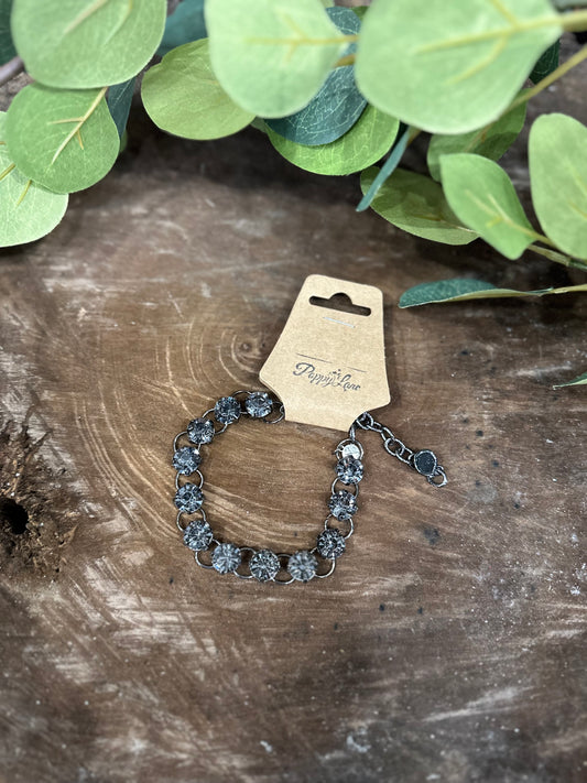All That Sparkles Rhinestone/Chain Bracelet / Black Diamond
