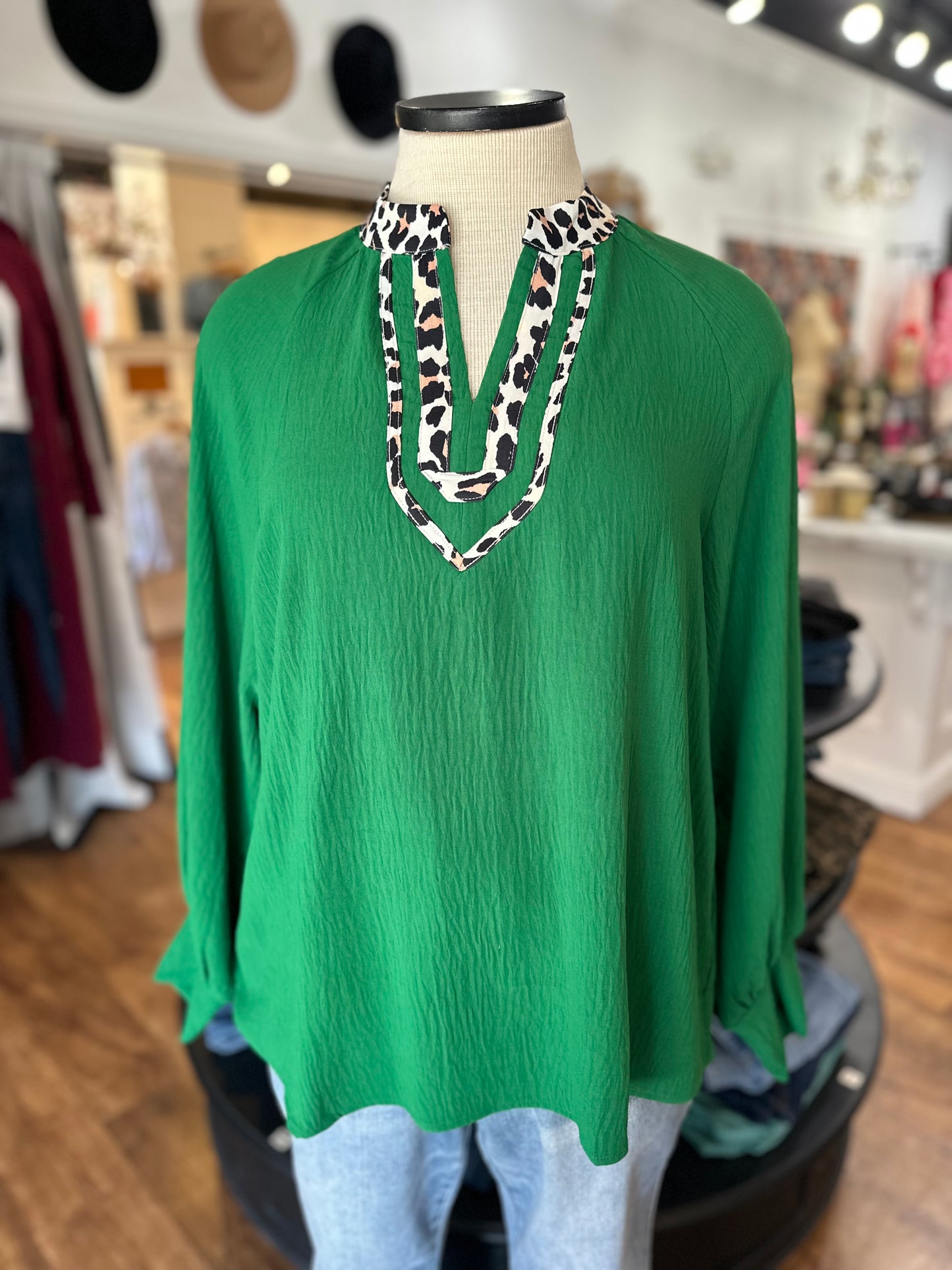 Stay Wild Leopard Trim Top