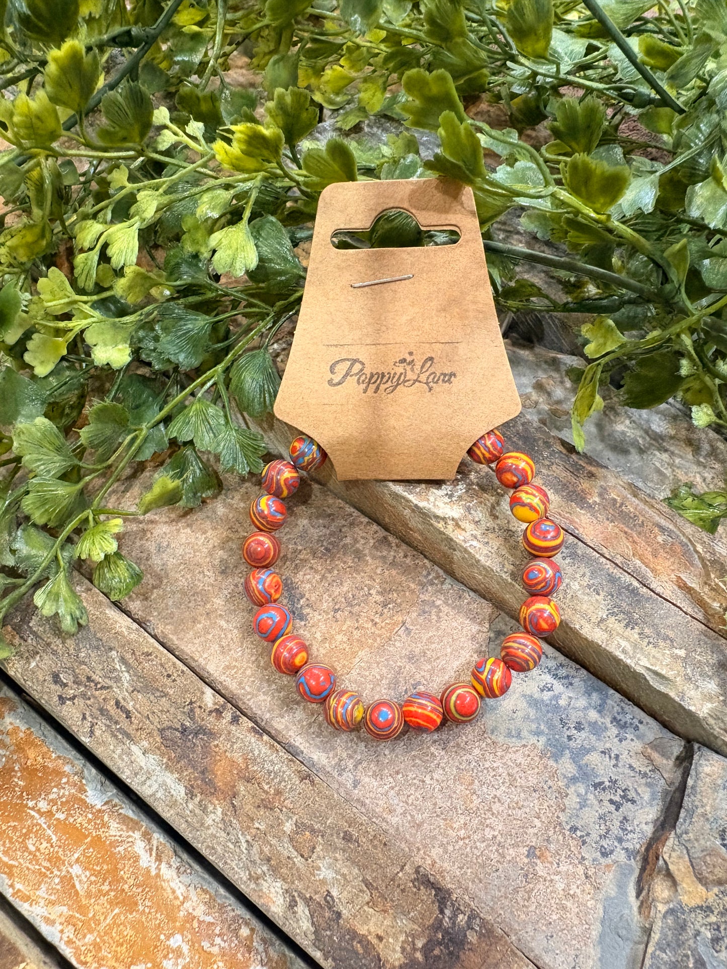 Stone Edit Natural Bracelet / Colored Malachite