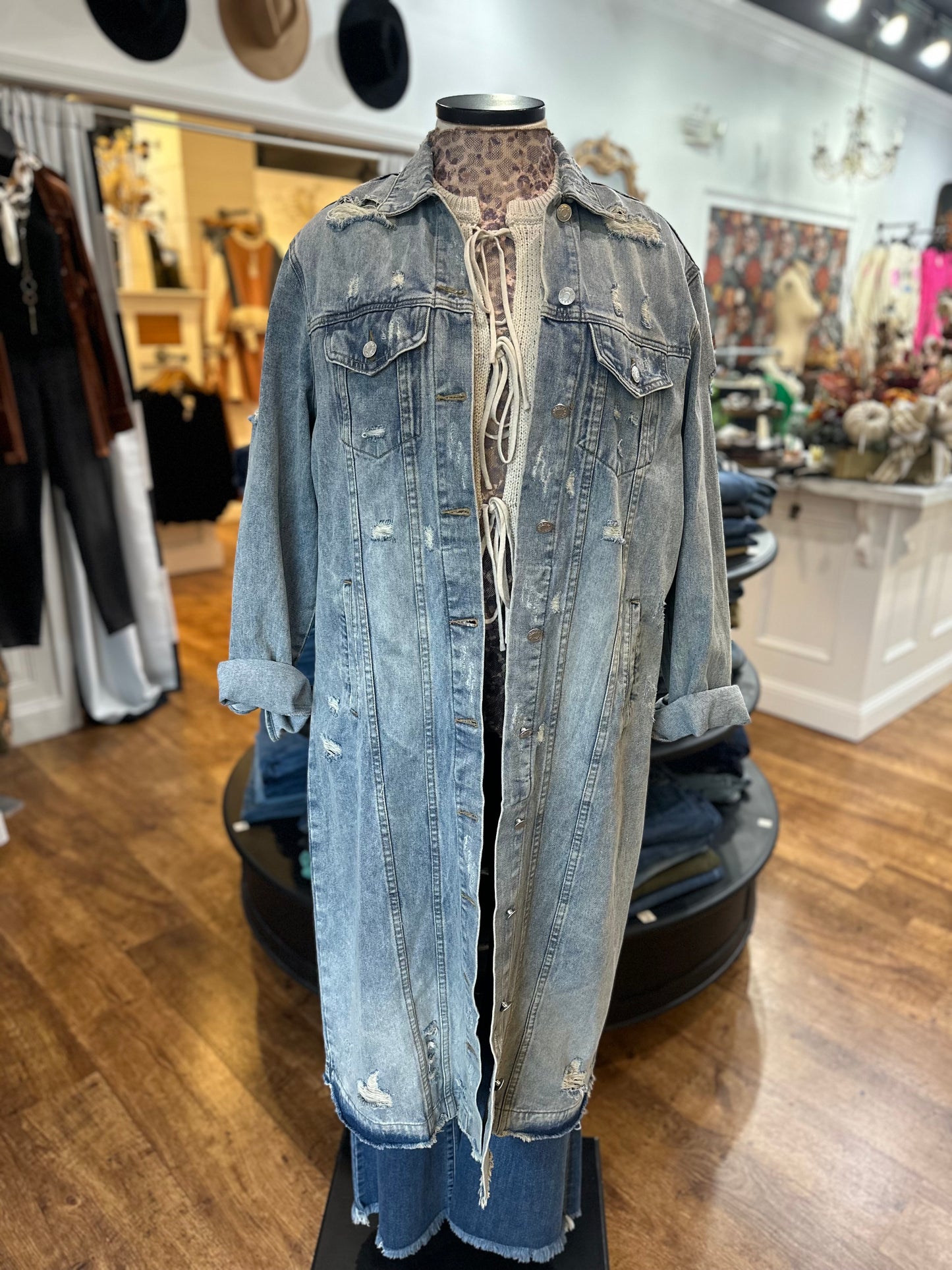 Stylish Staple Long Denim Jacket