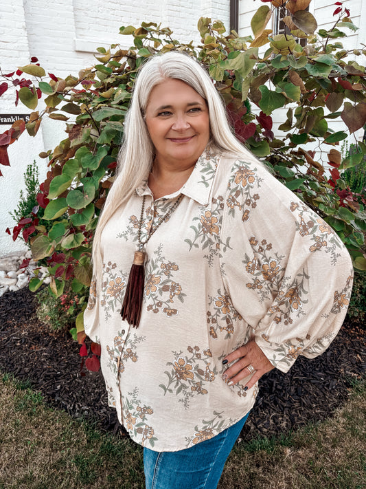 Every Which Way Floral Button Down Top
