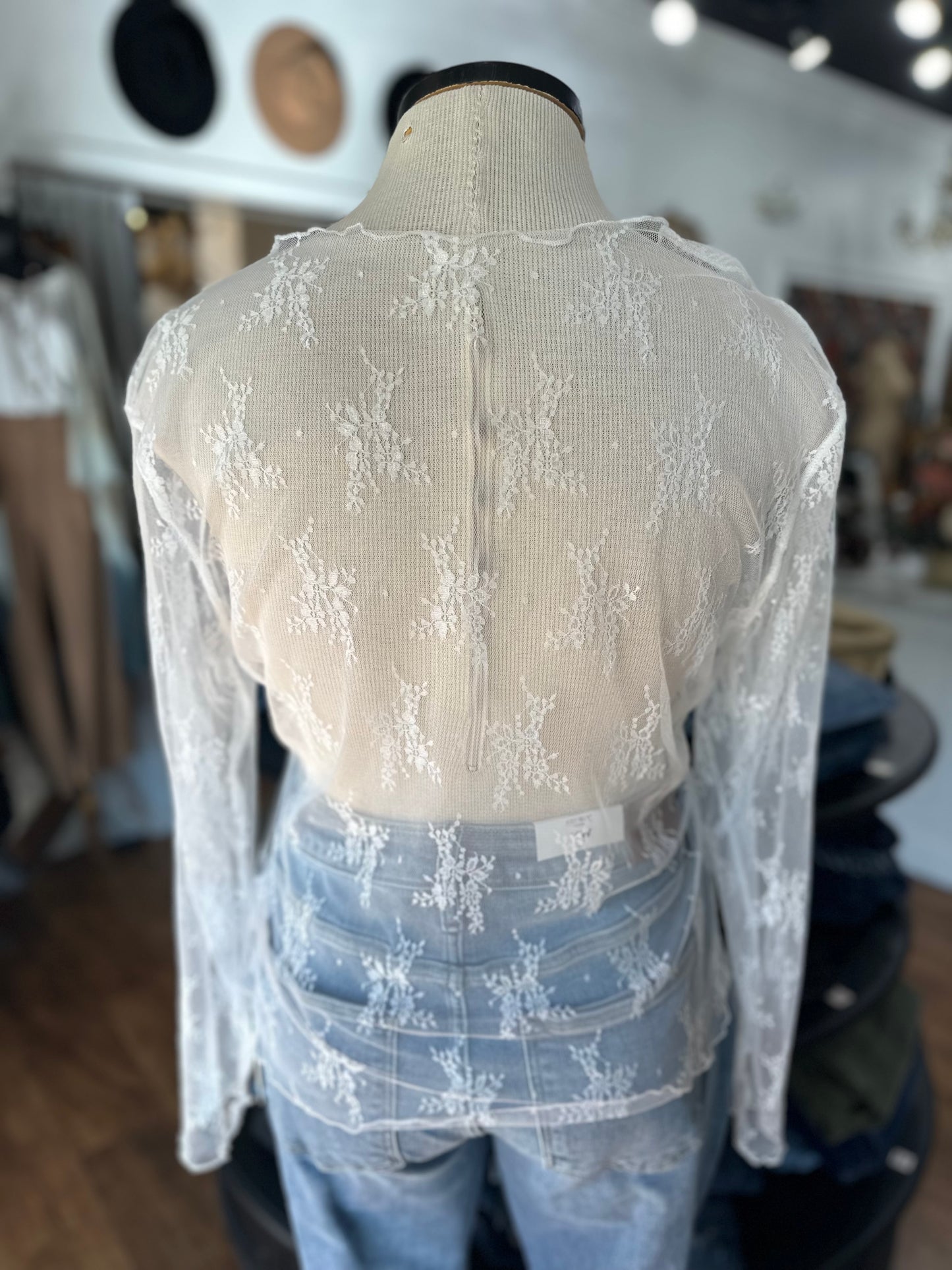 Charmed Life Lace Mesh Top ~ White