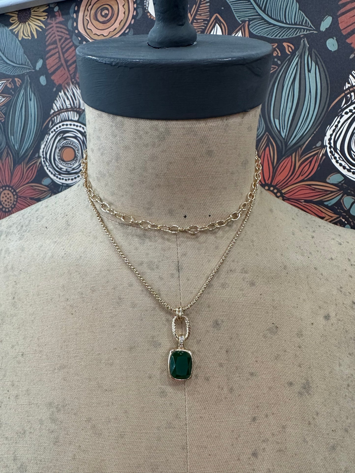Onto The Next Double Layered Chain Pendant Necklace