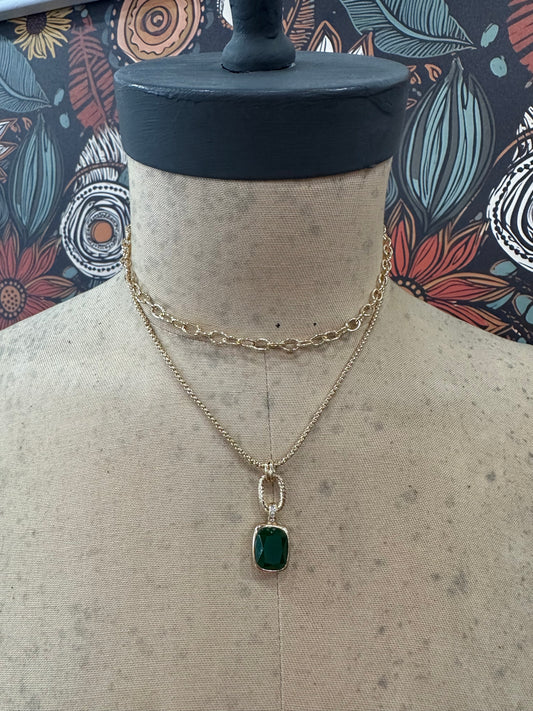 Onto The Next Double Layered Chain Pendant Necklace