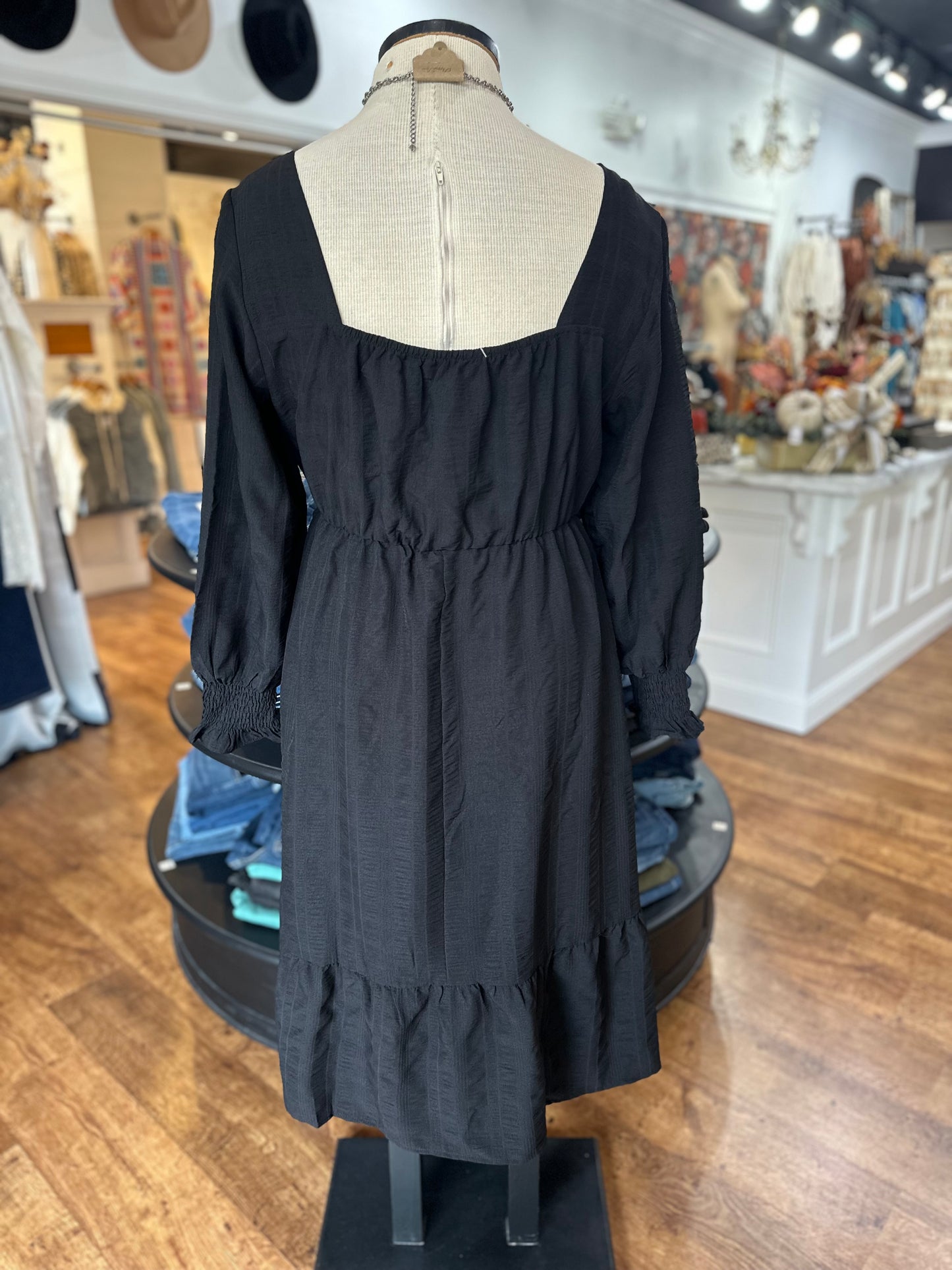 Something Extra Black Midi Dress
