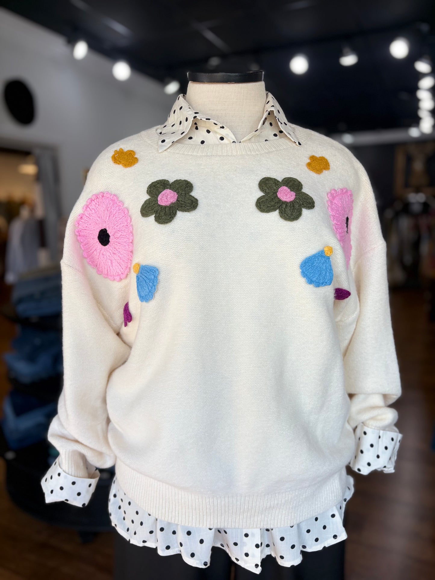Cozy Blooms Crochet Flower Sweater