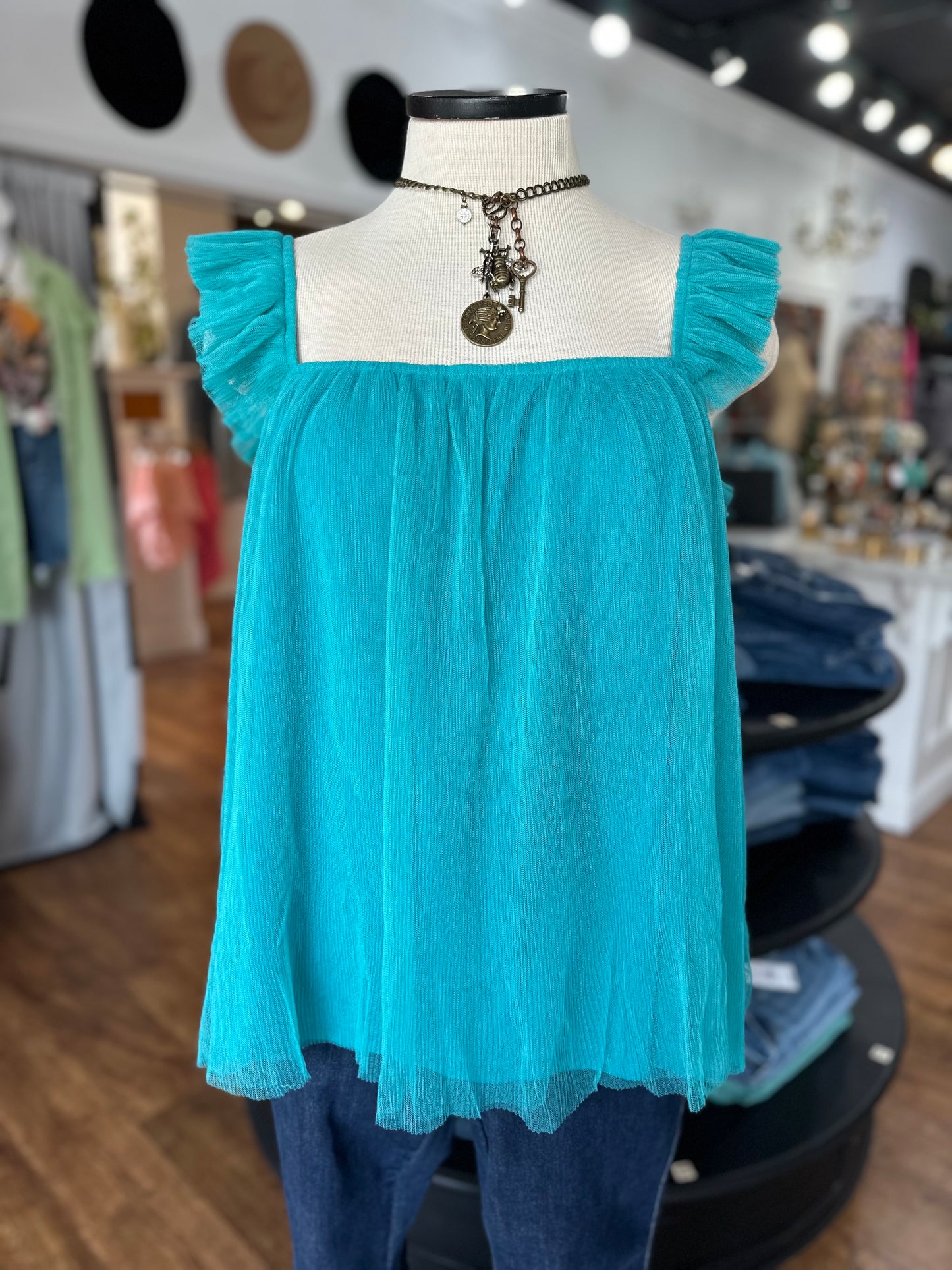 Lead The Way Frill Top ~ Turquoise