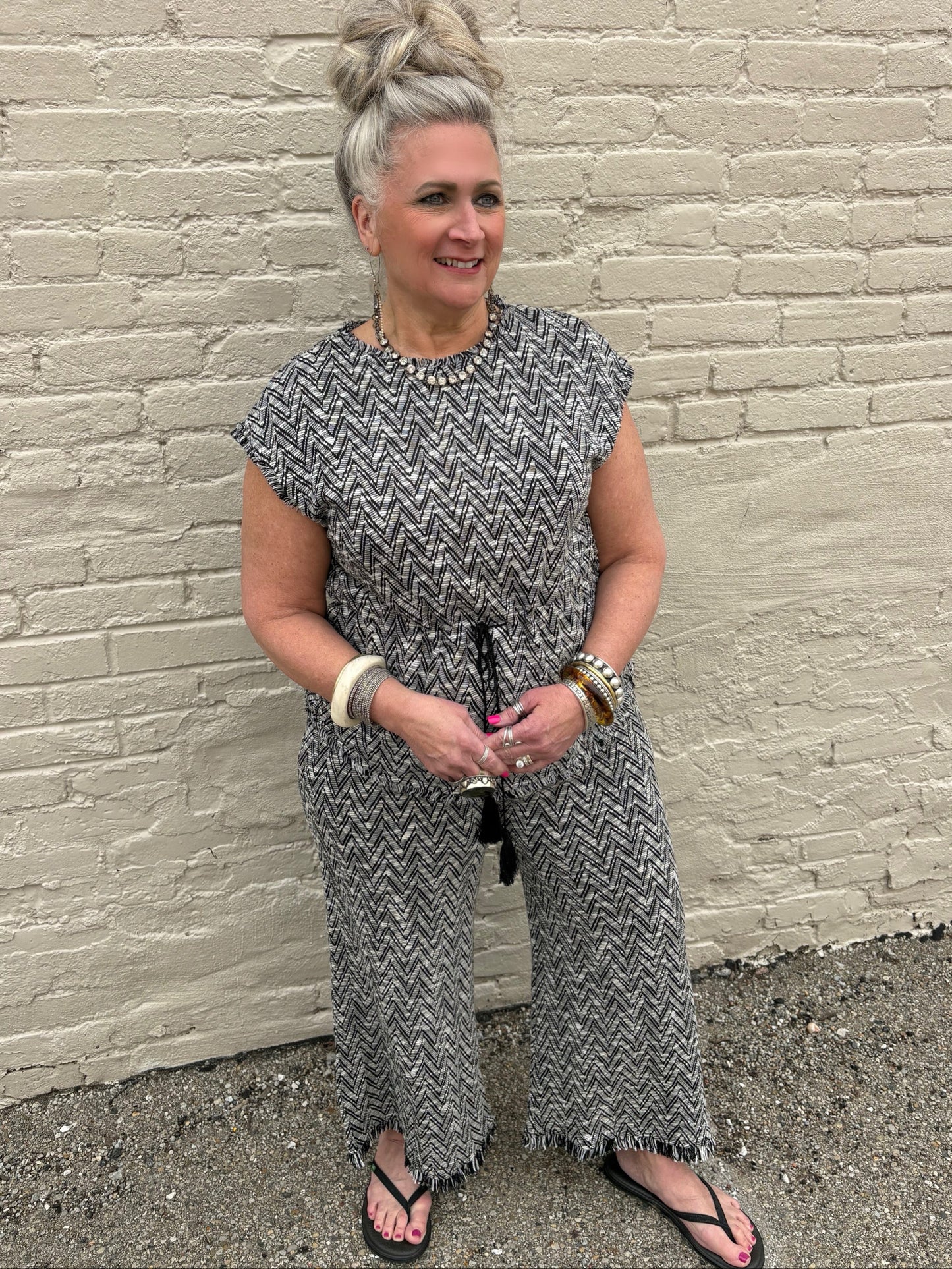 Talk Of The Town Fringe Detail Cropped Pants