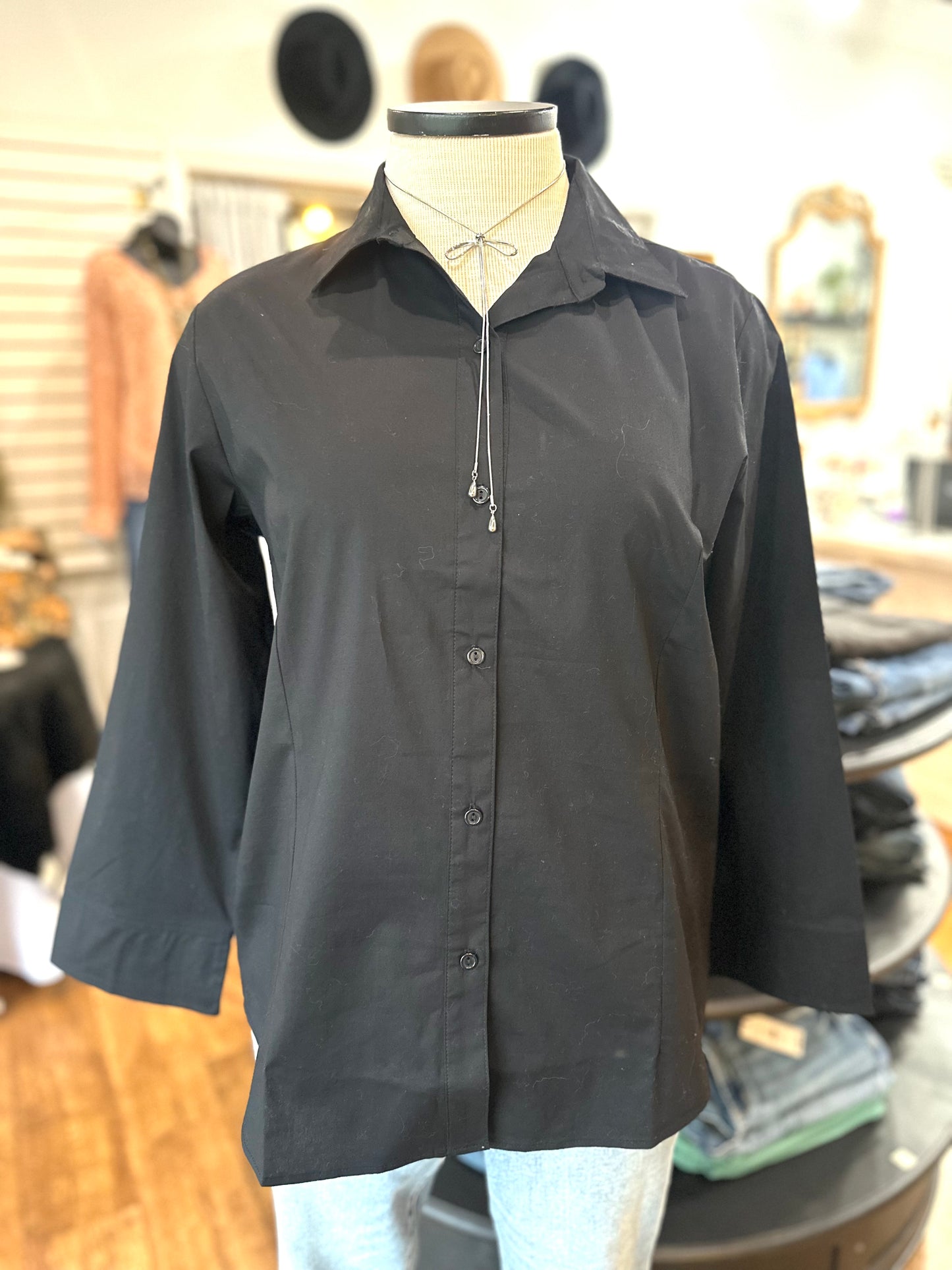 Have It All Button Up Top ~ Black