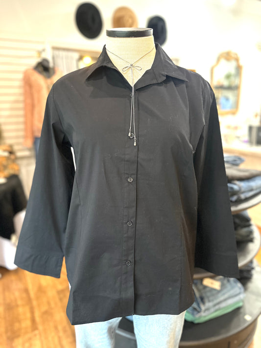 Have It All Button Up Top ~ Black