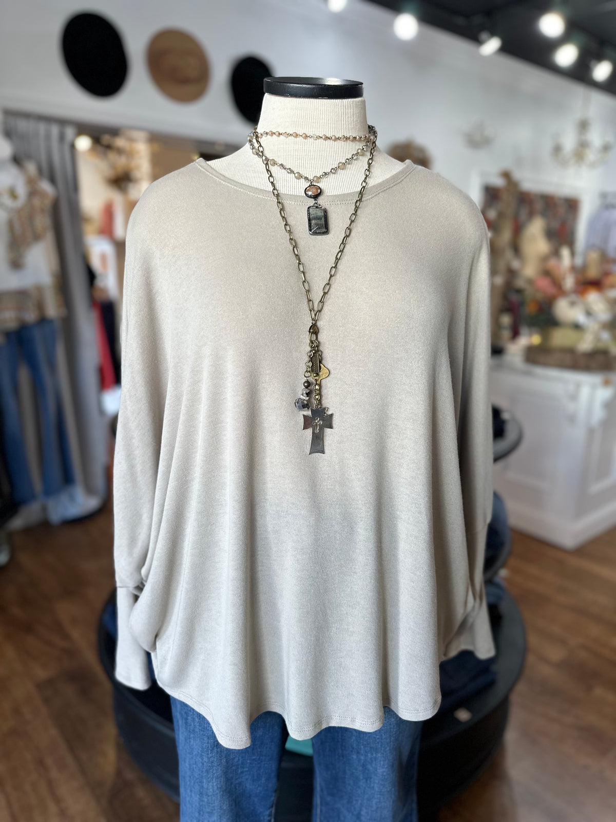 Keep Talking Long Sleeved Top ~Sandstone