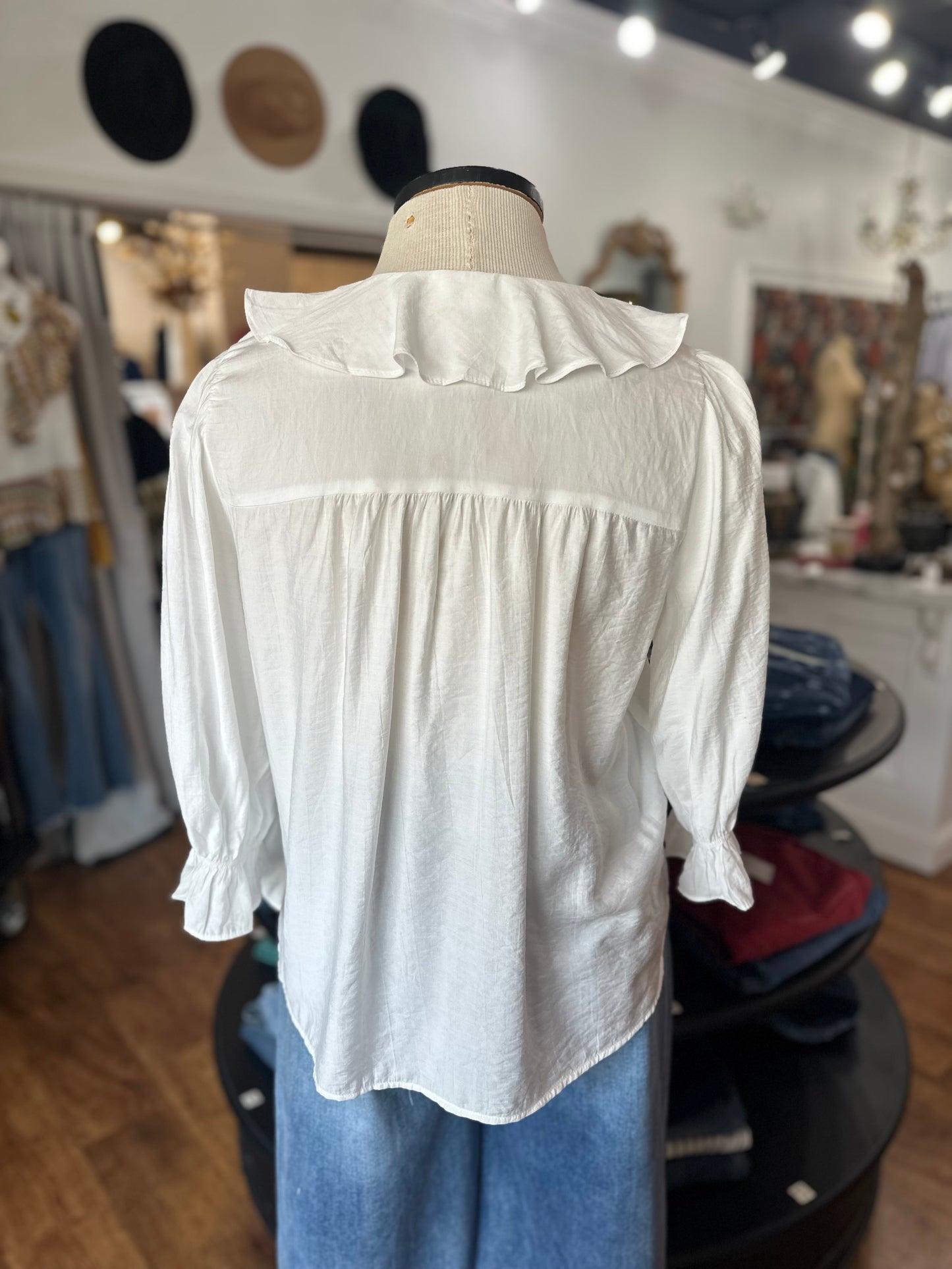Casual Grace Ruffled Button Down Top
