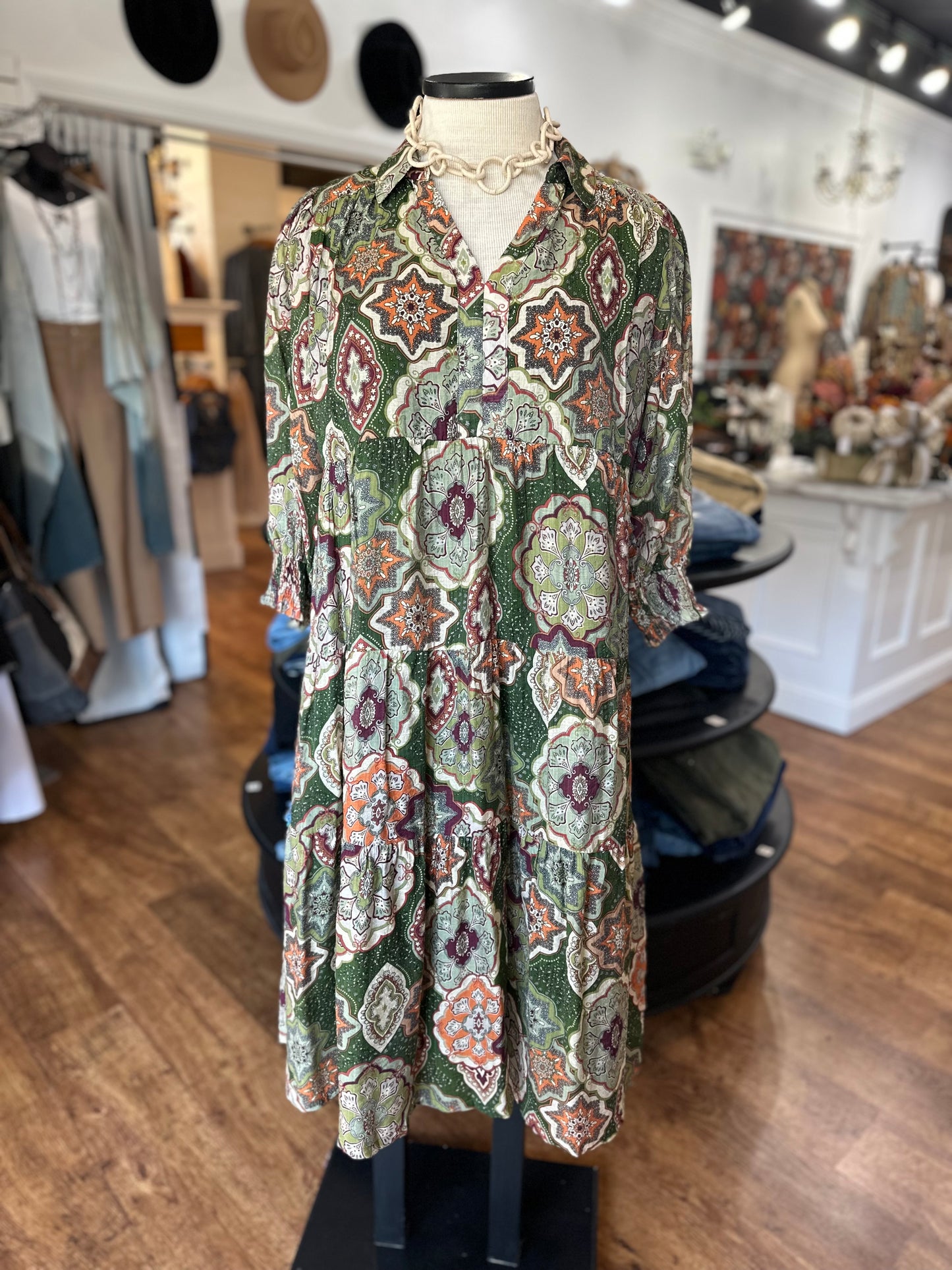 Always First Boho Print Midi Dress