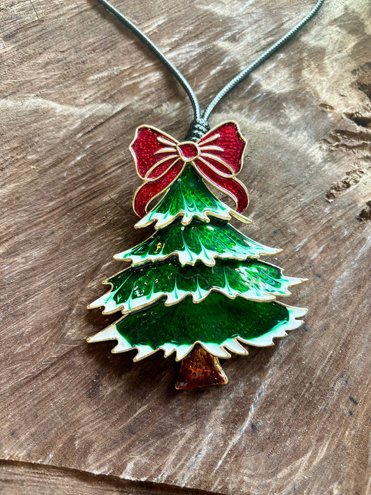 Put A Bow On It Christmas Tree Necklace