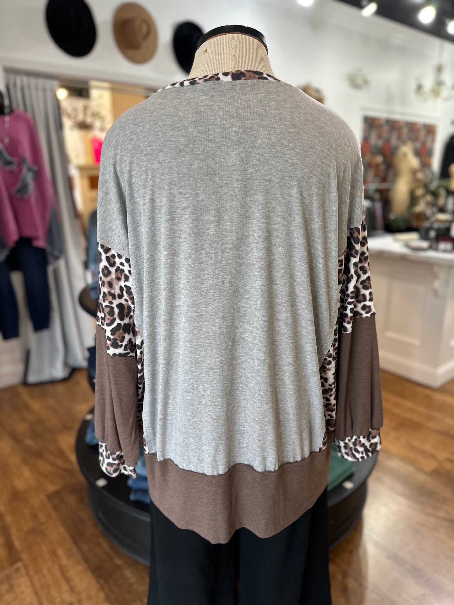Wild One Leopard Color Block Top