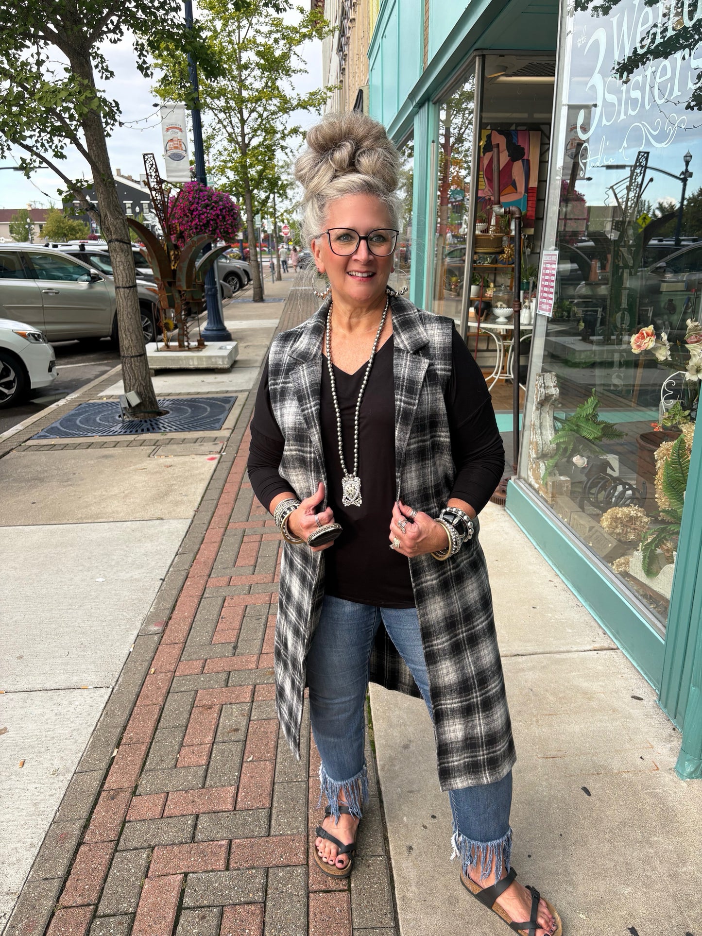 Better Perspective Sleeveless Plaid Vest