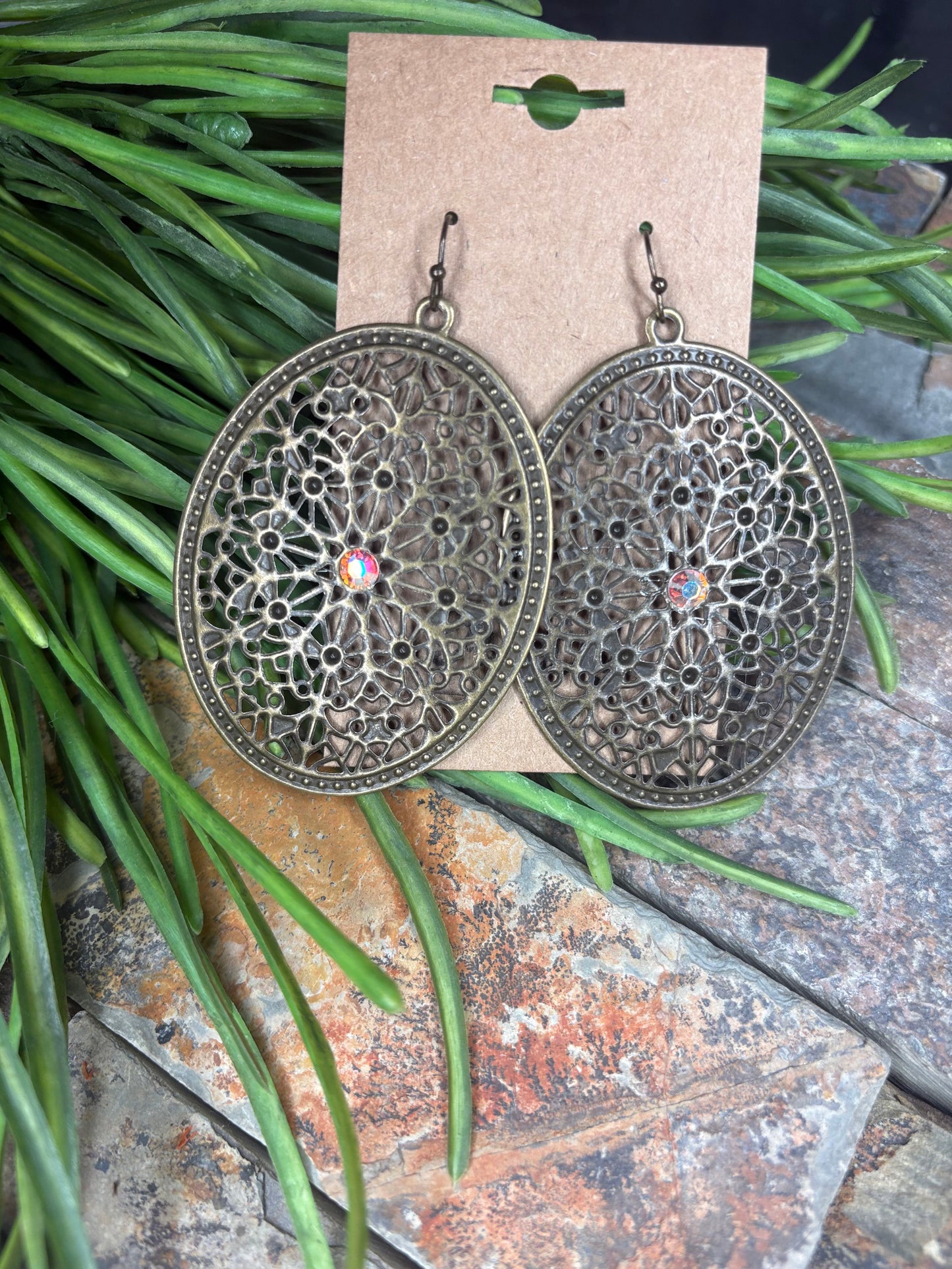 Oval Filigree Bronze Earrings
